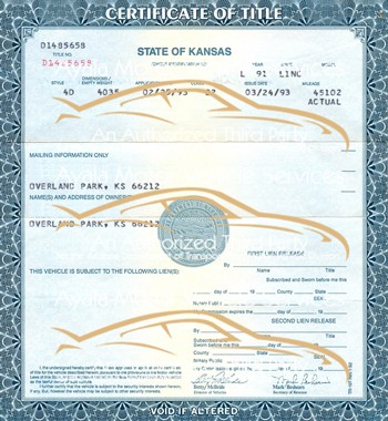 Arizona Certificate of Title